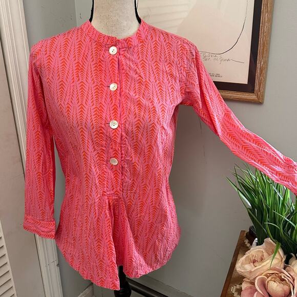 LAYLA Womens Tunic 100% Cotton Lightweight Cover Up Beach Hot Pink Bohemian | S - Picture 1 of 12